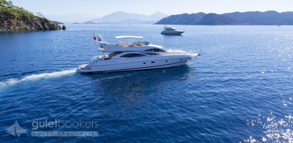 Luxury Motor Yacht on sea in Bodrum, Turkey