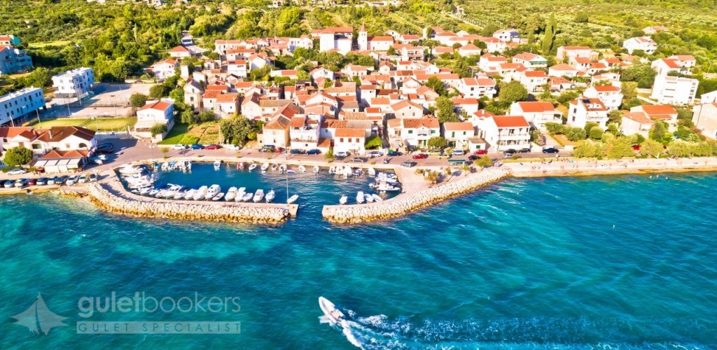 Village of Diklo in Zadar Archipelago Aerial View
